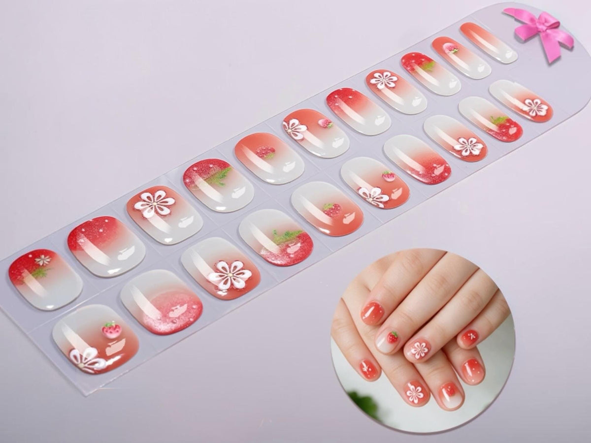 KIDS Nail Wraps-Strawberry Blossom- No UV Gel