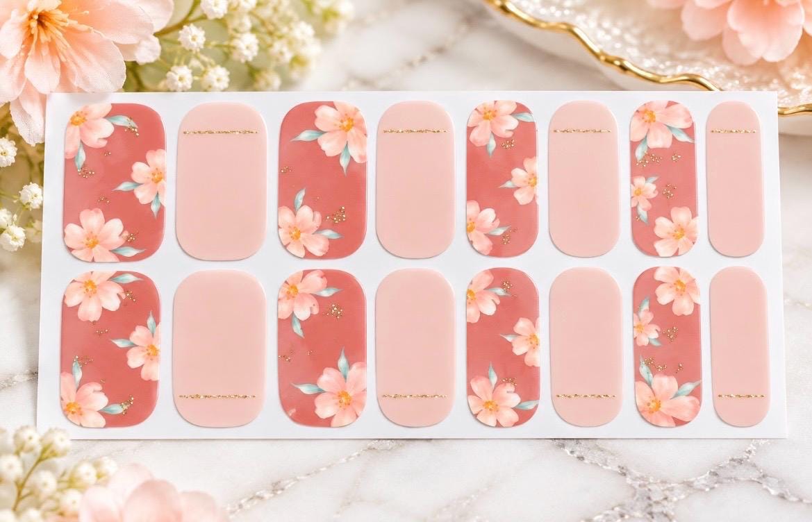 Blushing Garden Nail Polish Strips: Non-Toxic Nail Art
