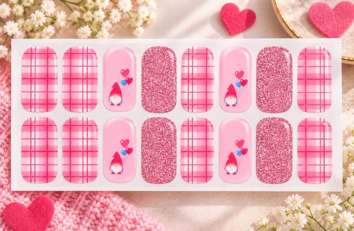 Sweetheart Gnomes Nail Polish Strips: Non-Toxic Nail Wraps