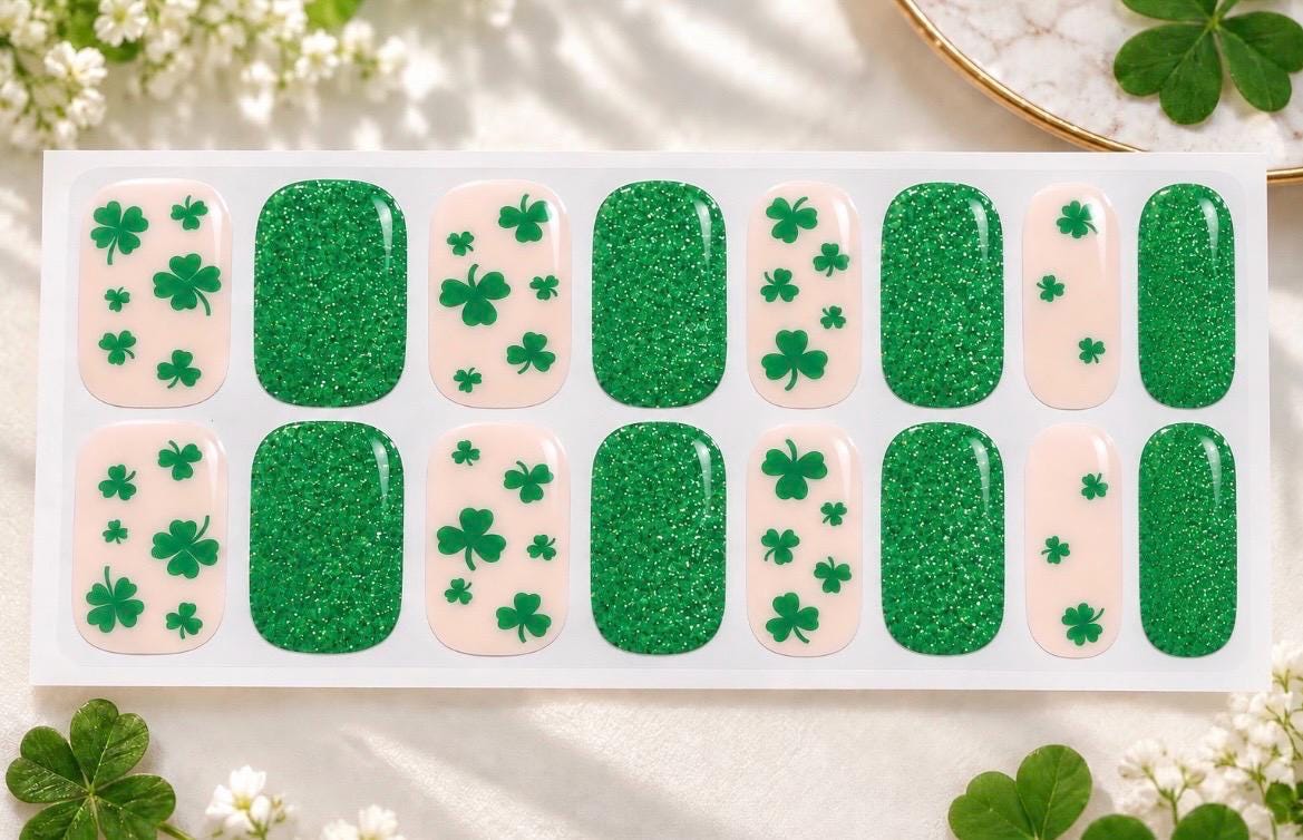 Clover and Glitter Nail Polish Strips: Non-Toxic Nail Art