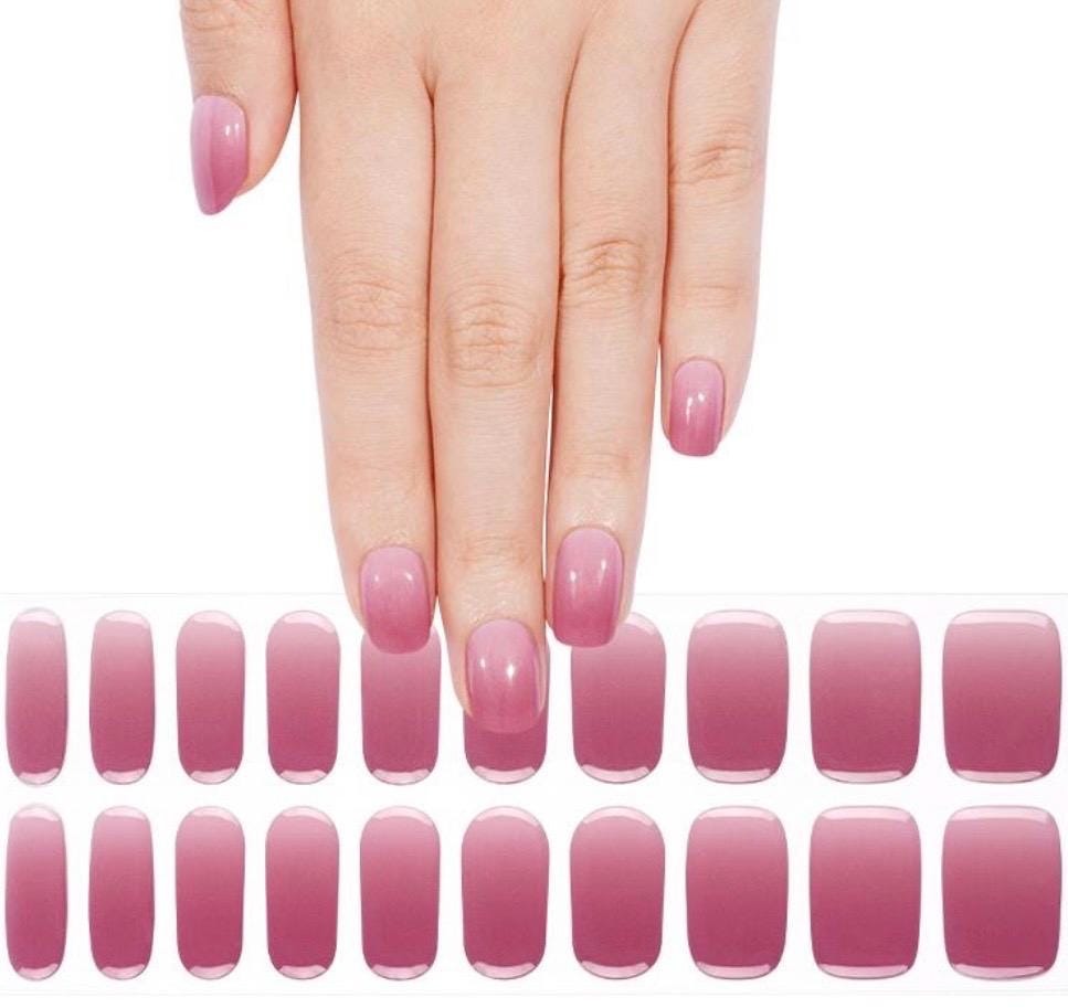 Blushing Mauve Ombre’ Nail Wraps Natural Cured No UV Gel