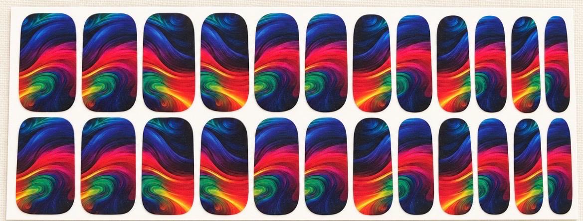 Rainbow Swirl Nail Polish Strips- Wider Nail Sizes, Easy to Apply, Non-Toxic