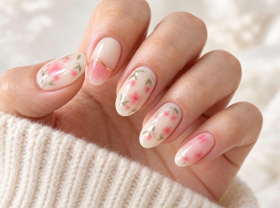 Blush Blossoms - Gel Nail Polish Strips: No UV Light Needed. Non-Toxic