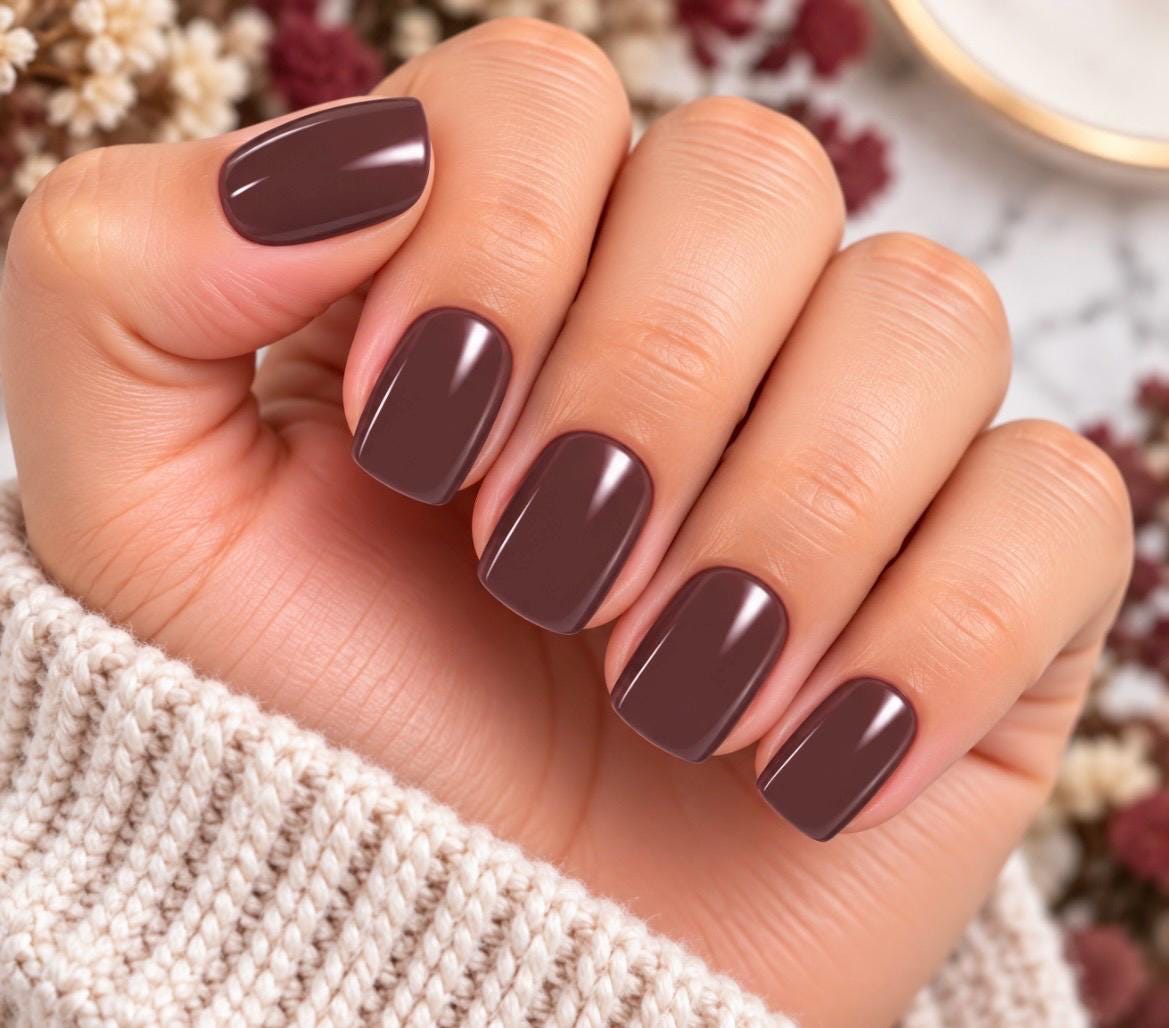 Cocoa Truffle- Gel Nail Polish Strips: No UV Light Needed- Non-Toxic