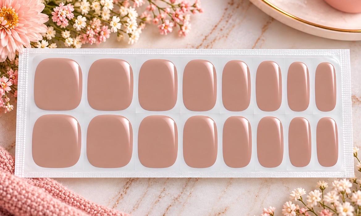 Warm Taupe- Gel Nail Polish Strips: No UV Light Needed- Non-Toxic
