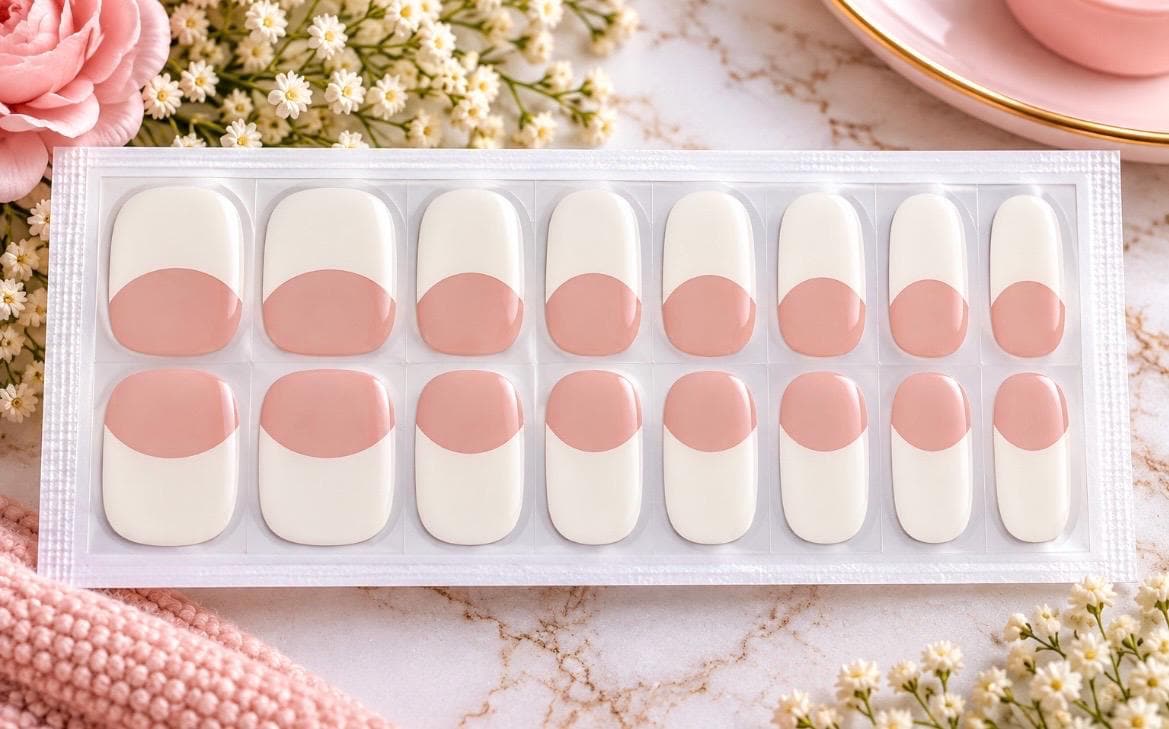 Soft Blush French Manicure - Gel Nail Wraps: Easy to apply Nail Stickers