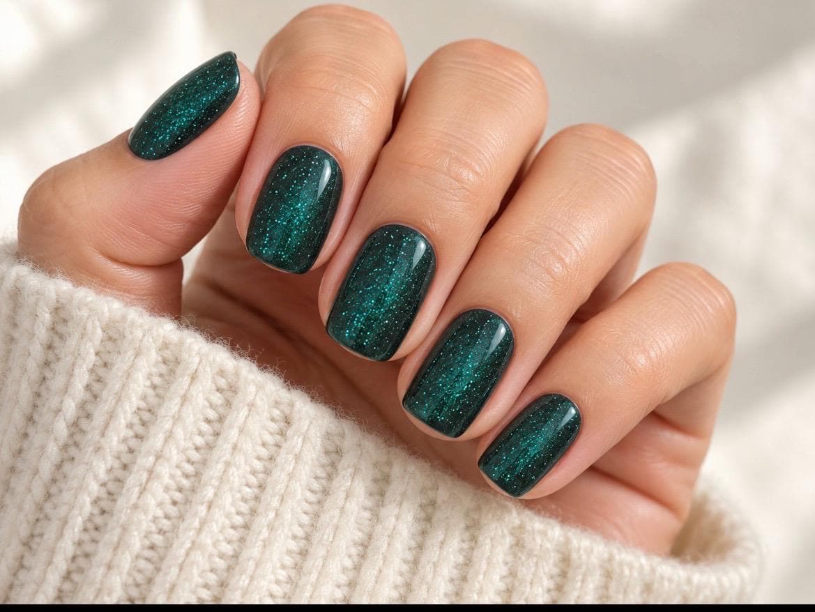Emerald Sparkle Nail Polish Strips: Wider Nail Sizes, Easy to Apply, Non-toxic Nail Art
