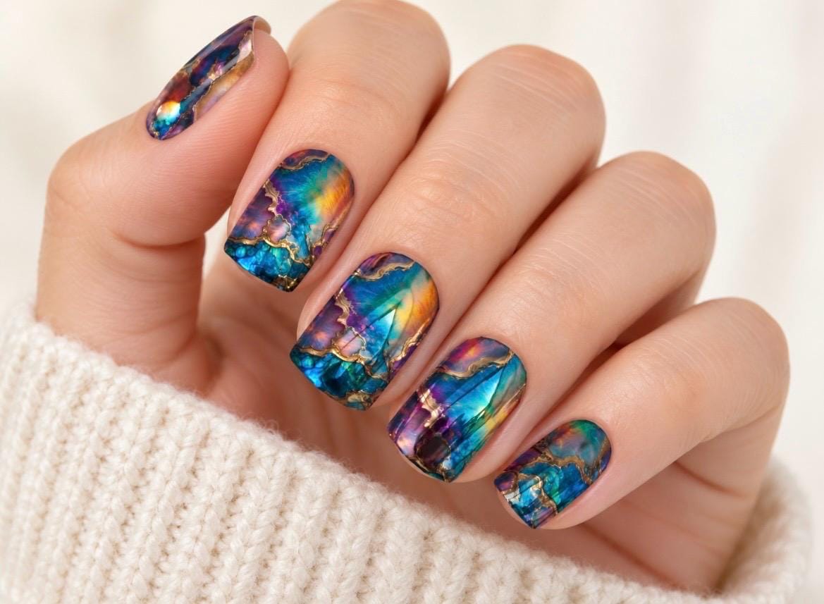 Aurora Agate Metallic/Chrome Nail Wraps
