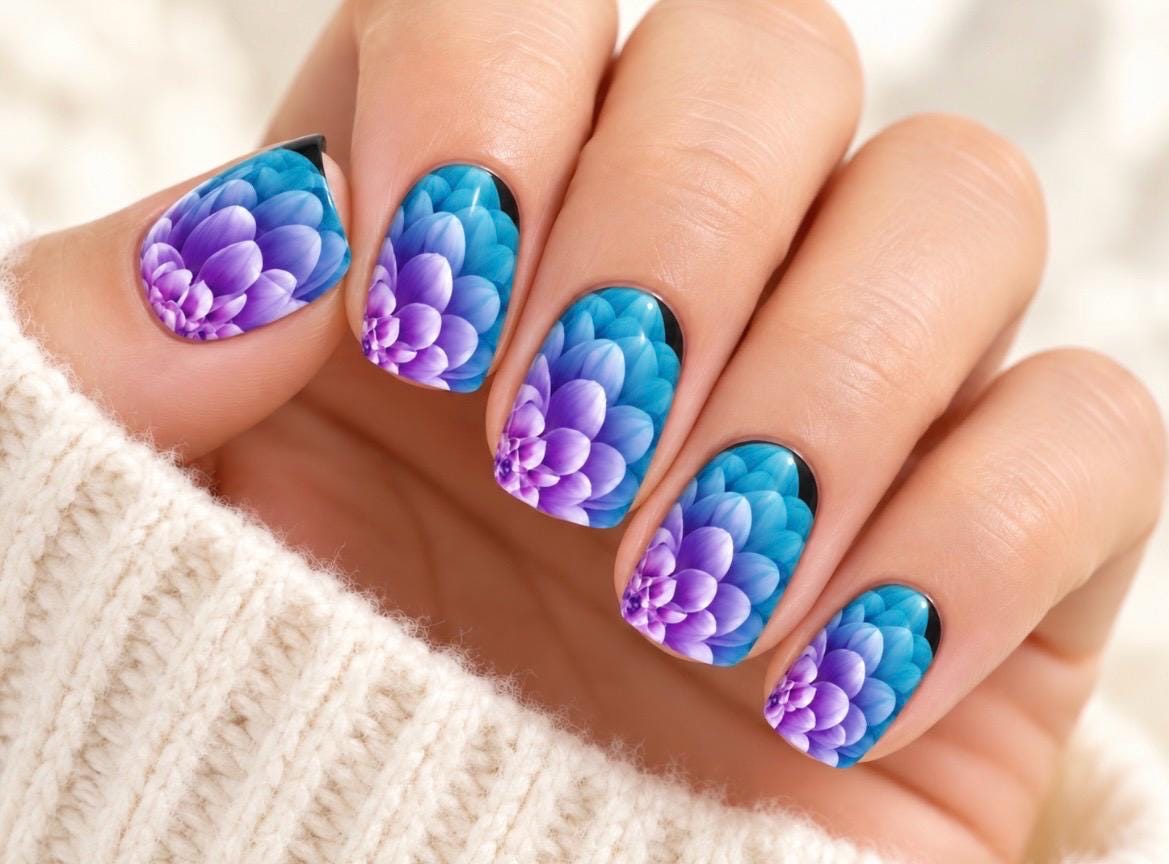 Aurora Blossom Nail Polish Strips: Wider Nail Sizes, Easy to apply, Non-Toxic Nail Stickers