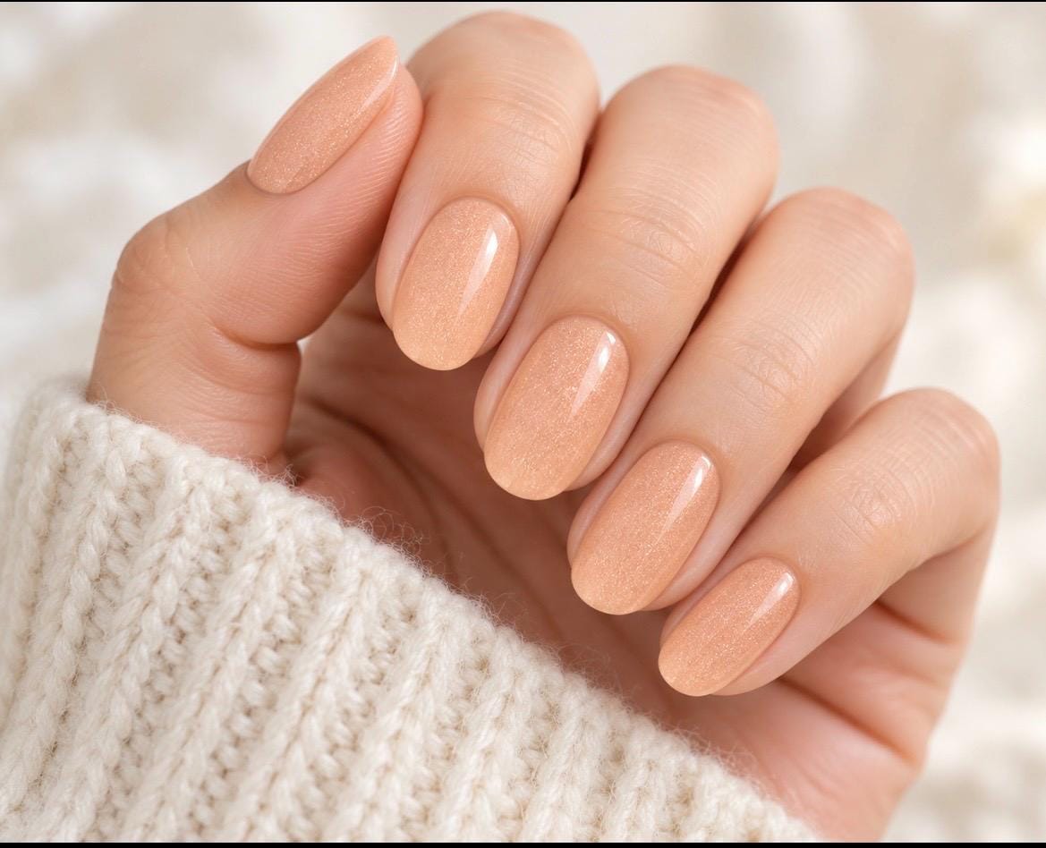 Soft Peach Shimmer Nail Wraps WIDER Sizes