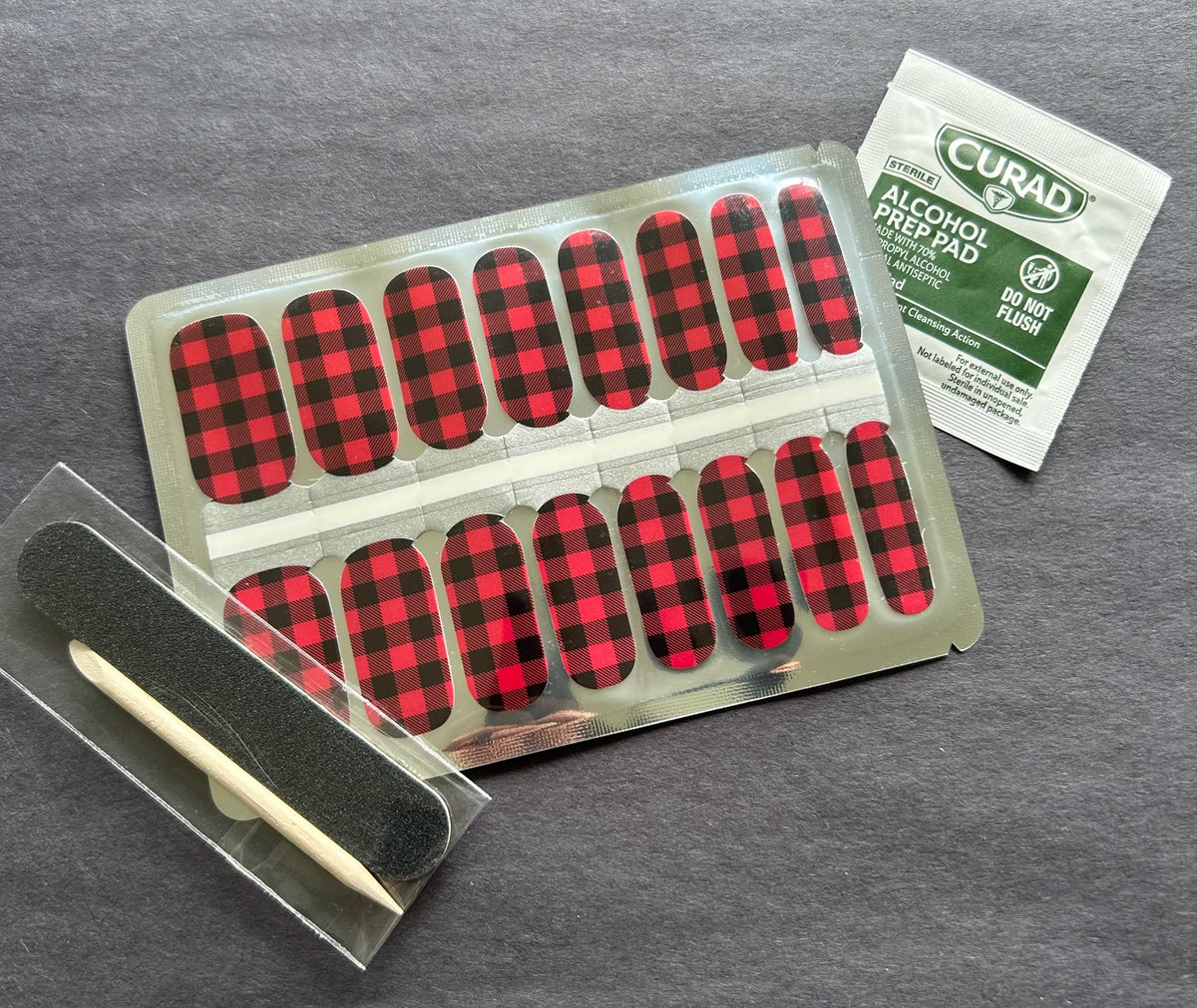 Red Buffalo Plaid Nail Polish Strips, Nail Stickers