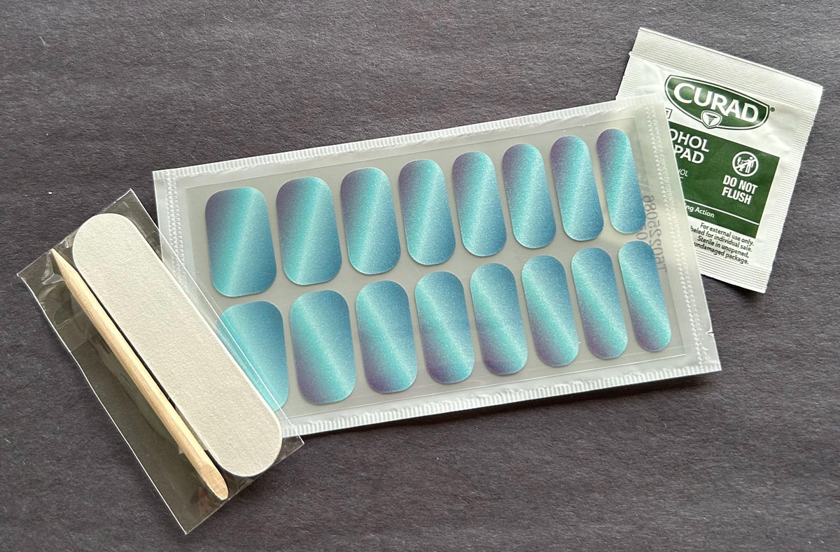 Frosted Turquoise Shimmer - Nail Polish Strips: Non-Toxic Nail Art