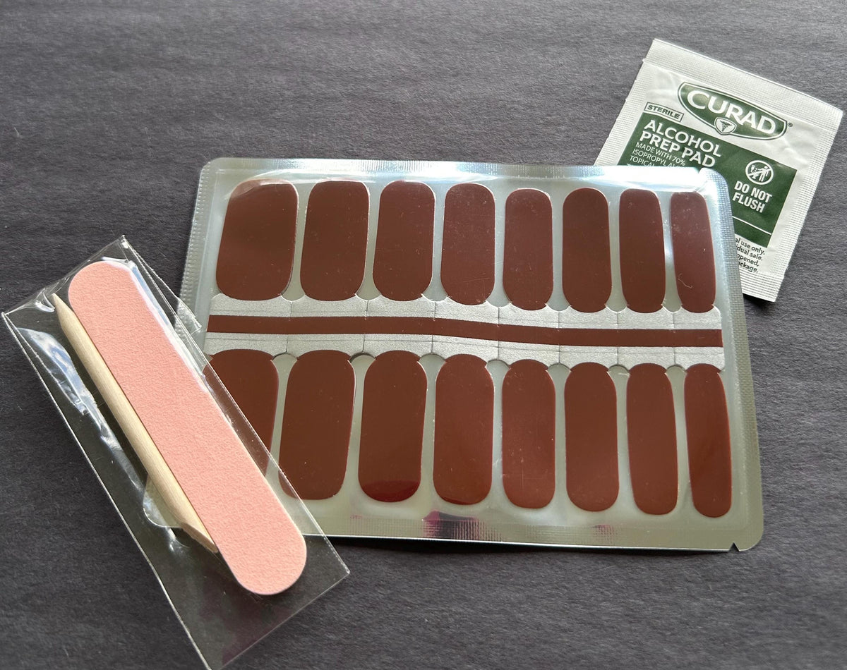 Chocolate Brown Nail Polish Strips: Non-Toxic Nail Wraps