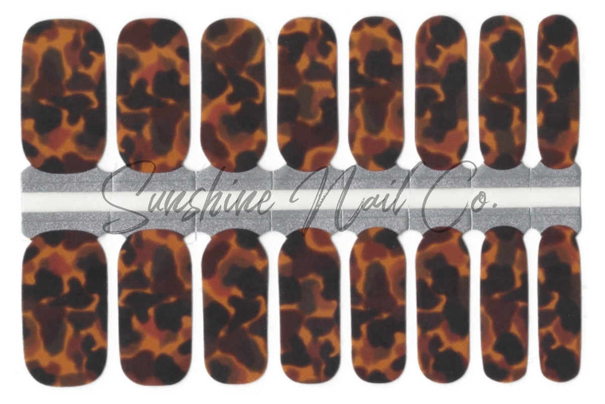 Amber Tortoise Nail Wraps, 100% Nail Polish Stickers, Non-Toxic Nail Strips.