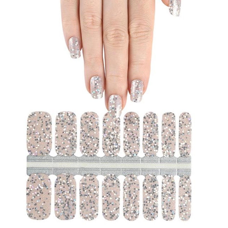 Champagne Glitter Bomb Nail Polish Wraps: Nail Stickers