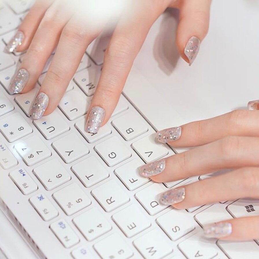 Champagne Glitter Bomb Nail Polish Wraps: Nail Stickers