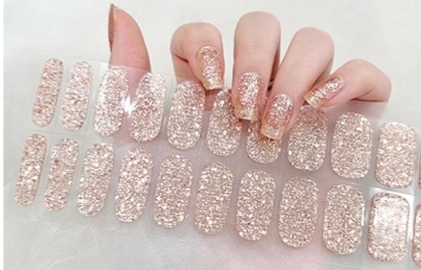 Champagne Glitter Nail Wraps No UV Gel
