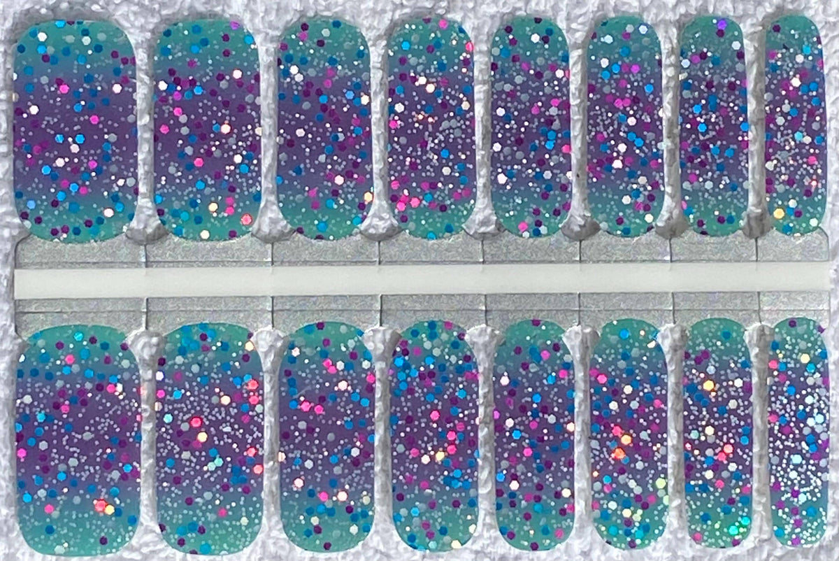 Turquoise Glitter Bomb 100% Nail Polish Wraps, Nail Strips, Nail Stickers. Free set with purchase of 3 or more!