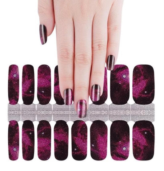 Magenta Cosmos Shimmer Nail Polish Strips: Non-Toxic Nail Wraps