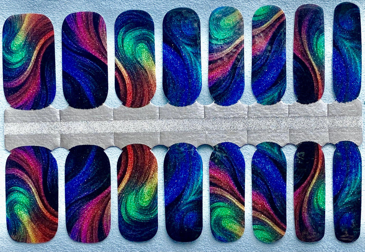 Nebula Nights Nail Polish Strips, Shimmer Nail Stickers