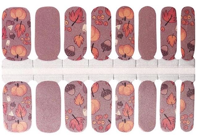 Pumpkins and Fall Leaves Nail Wraps, 100% Nail Polish Strips, Nail Stickers.