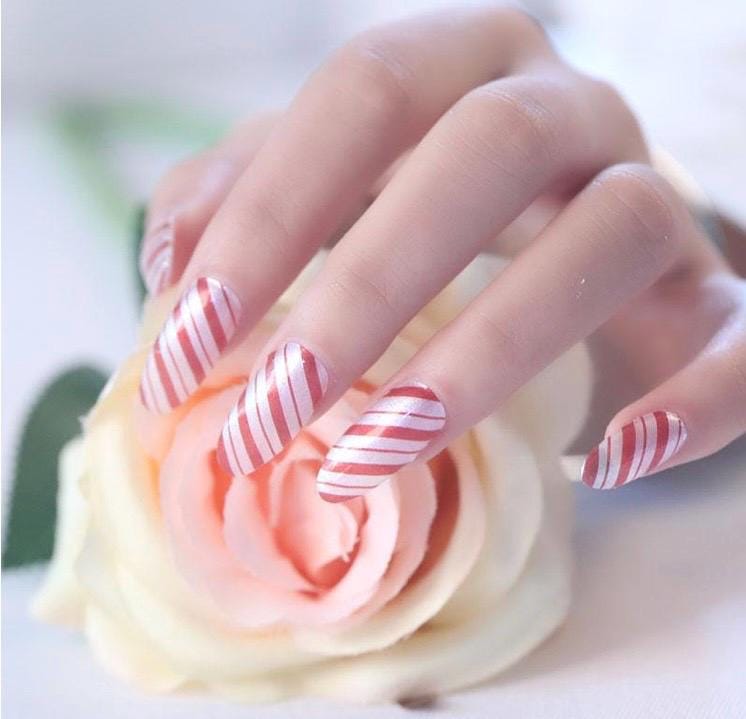 Candy Cane Glitter Christmas Nail Polish Strips: Non-Toxic Nail Wraps