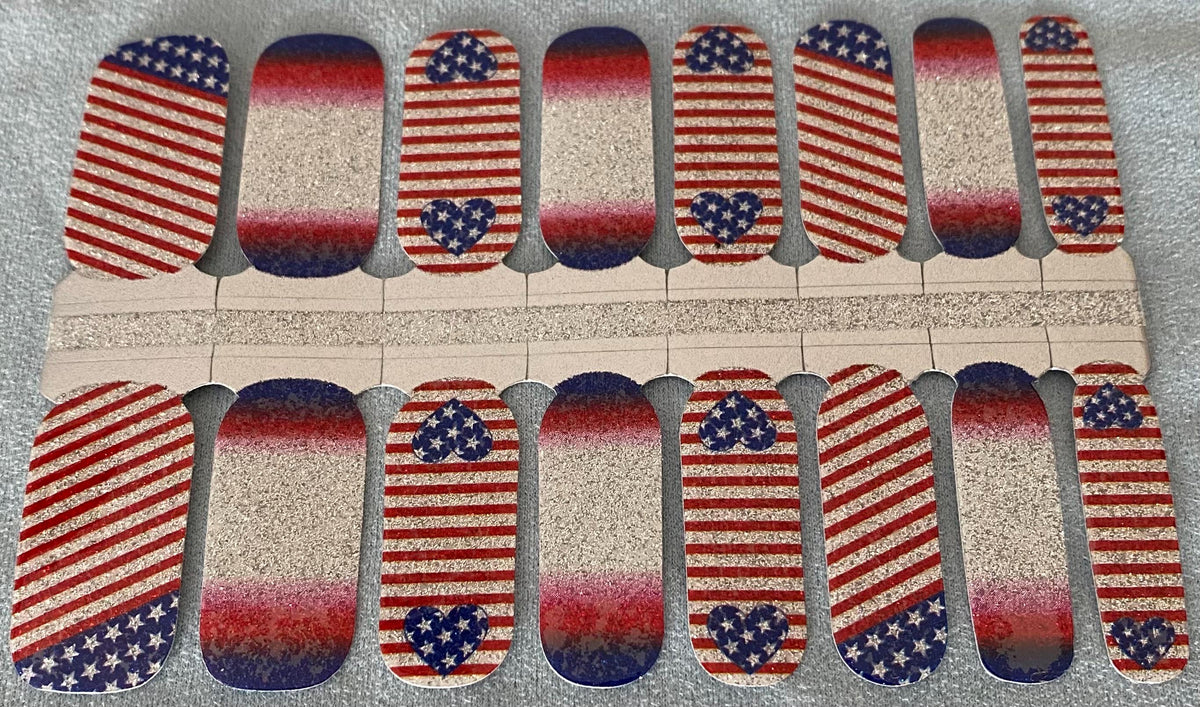 Glittering USA Nail Polish Strips: Patriotic Nail Wraps