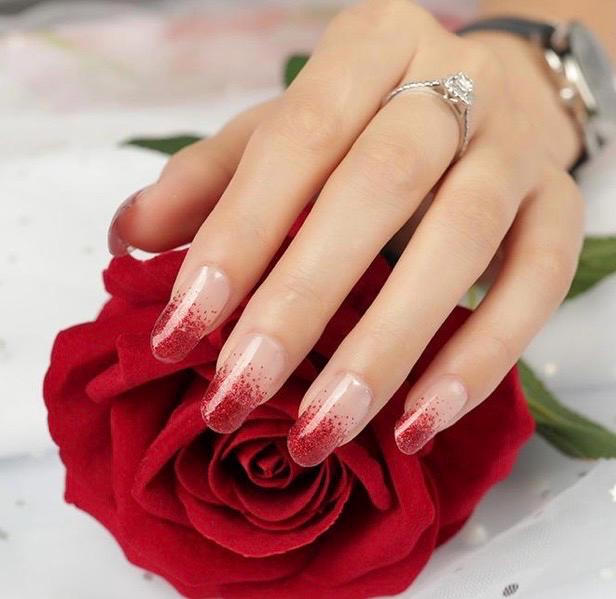 Red Glitter Fade Nail Polish Wraps: 100% Nail Stickers