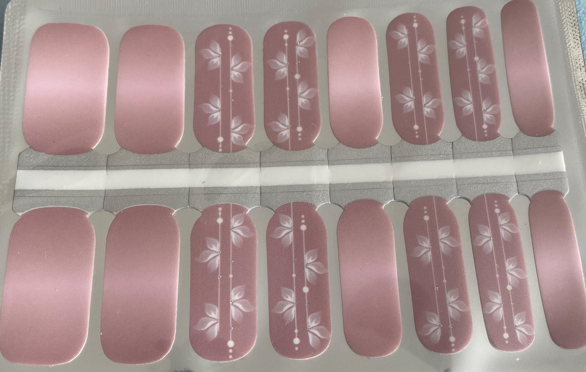 Mauve Floral Nail Polish Strips, Non-Toxic Nail Wraps