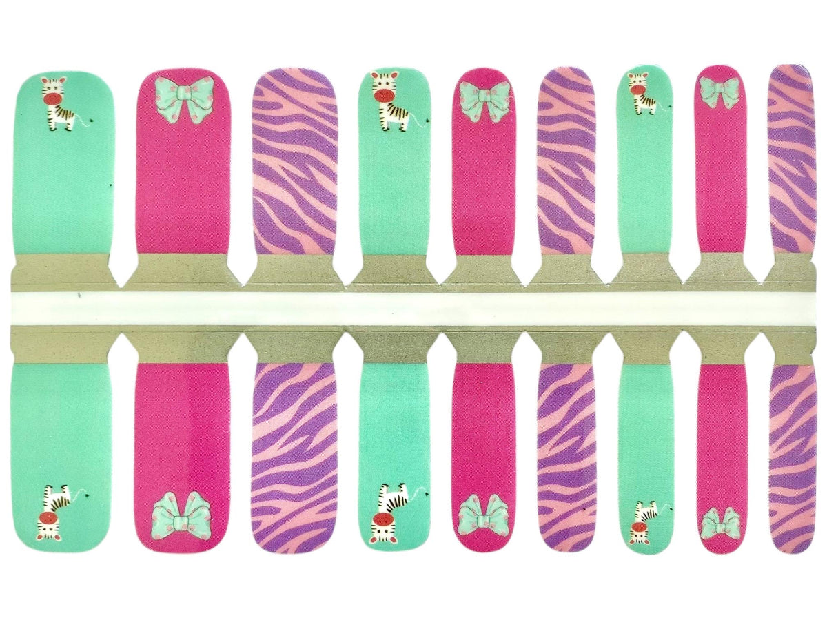 KIDS Nail Wraps- Zebra & Bow