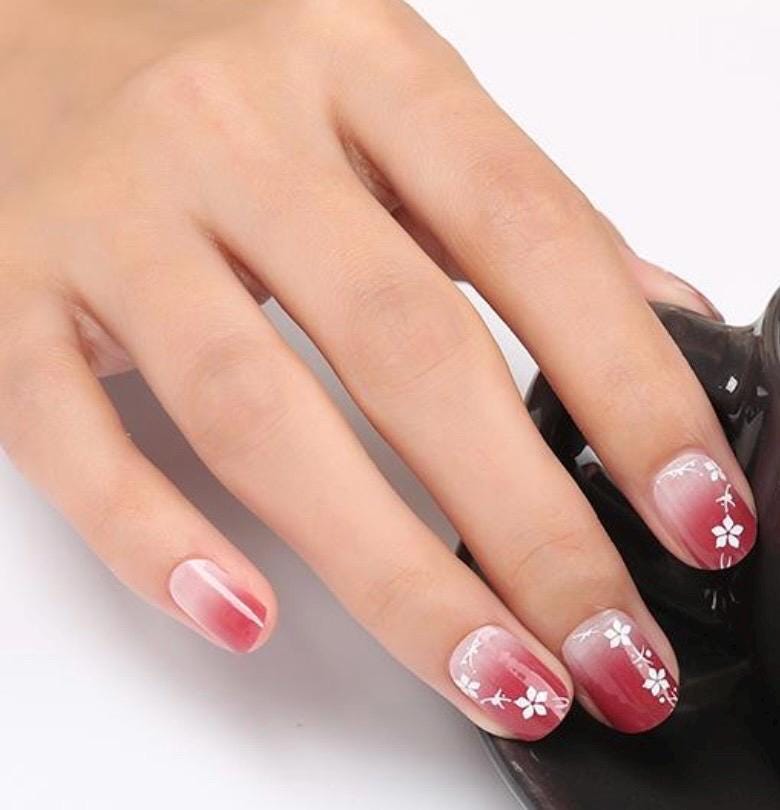Blossom Whisper Ombre Nail Wraps, 100% Nail Polish Stickers, Non-Toxic Nail Strips
