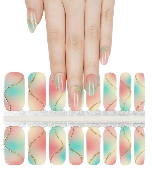 Pastel Mirage Nail Polish Stickers: Non-Toxic Nail Wraps