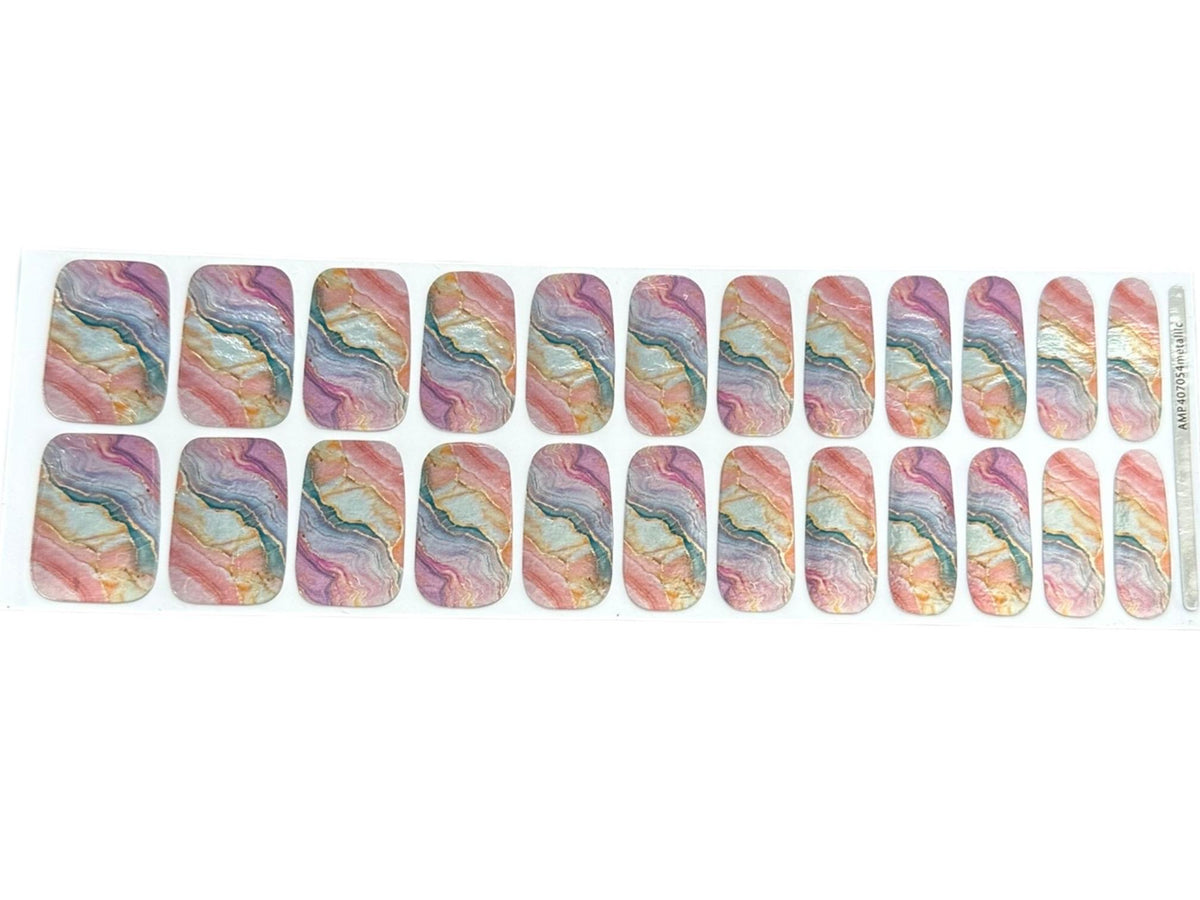 Sunset Marble Metallic/Chrome Nail Wraps