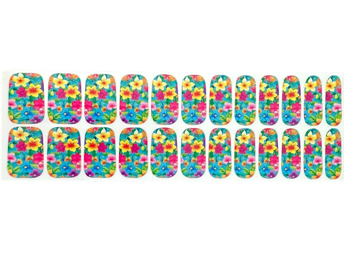 Blooming Paradise Nail Polish Strips: Wider nail sizes, Easy to apply- Non-toxic Floral Nail Stickers
