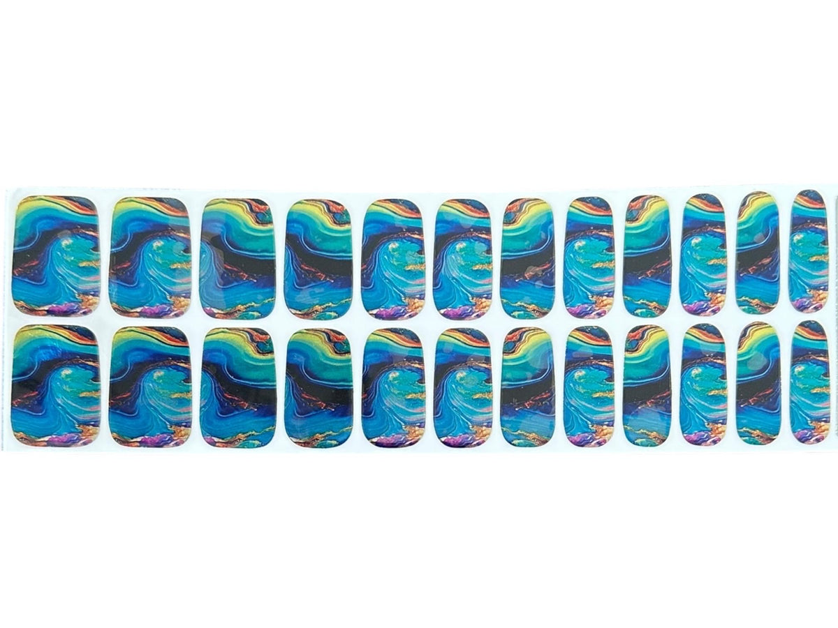 Aurora Swirl Nail Polish Strips Nail Stickers, Wider Nail Sizes, Easy to apply, Non-Toxic