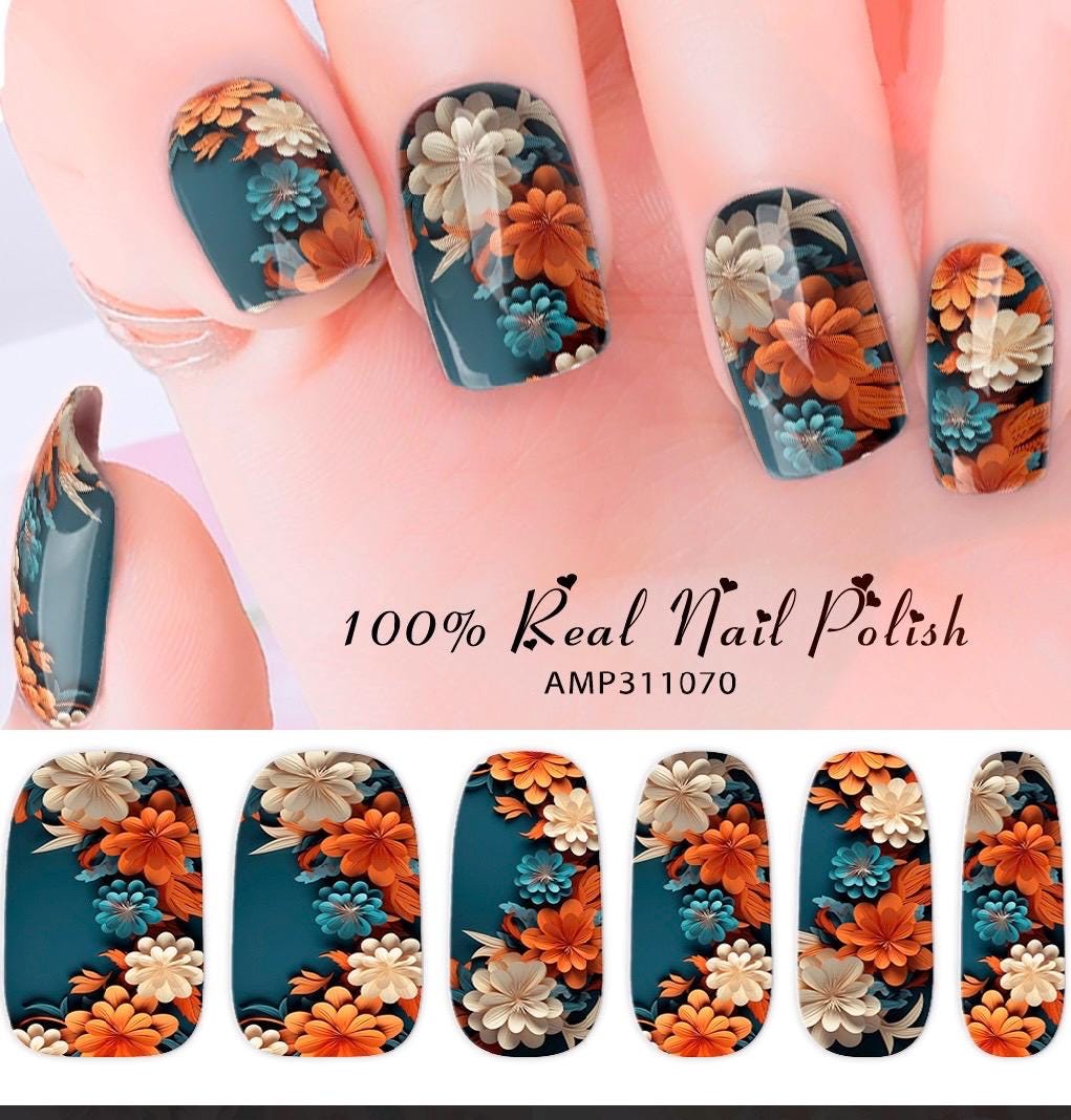 Harvest Elegance Nail Polish Strips:  Wider Nail Sizes, Easy Application, Non- Toxic