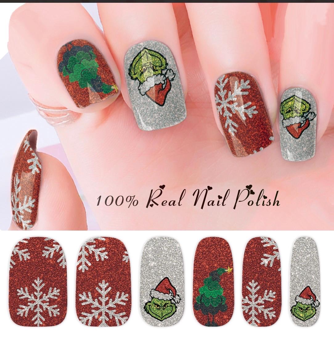 Holiday Mischief Nail Polish Strips:  Wider Nail Sizes, Easy to Apply, Non-Toxic Nail Art Stickers