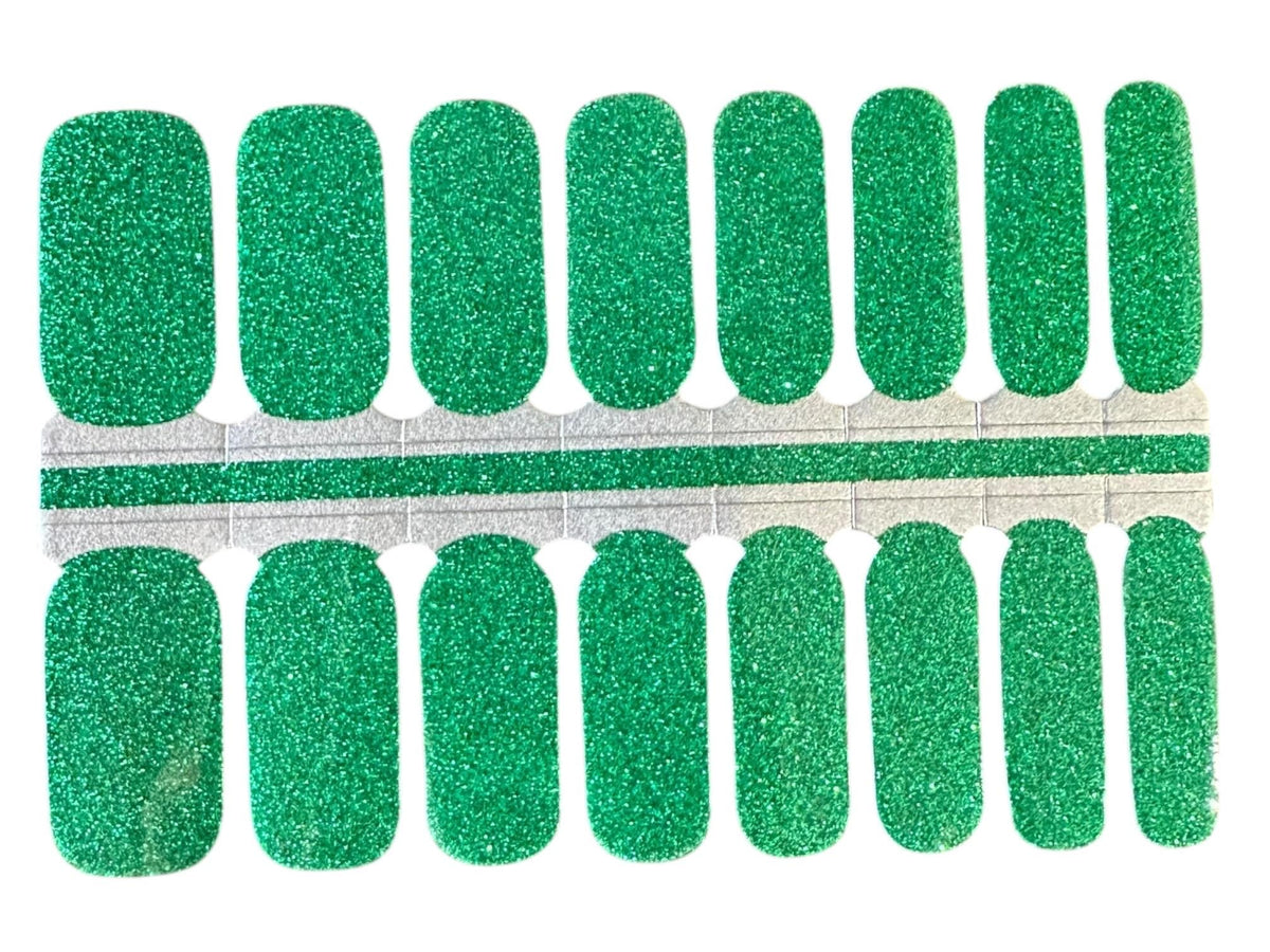 Green Glitter Nail Polish Strips, Non-Toxic Nail Wraps