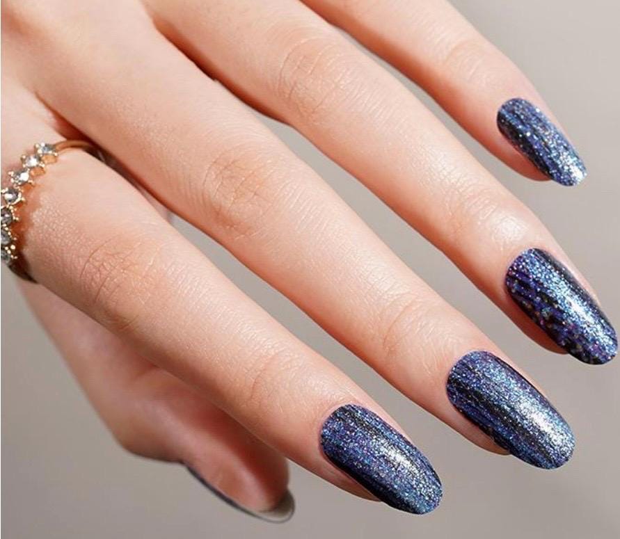 Midnight Mirage Nail Polish Strips: Shimmering Non-Toxic Nail Wraps