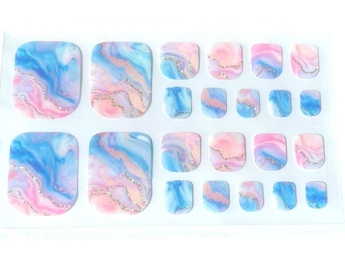 Cotton Candy Swirl Toe Nail Polish Strips: Non-Toxic Nail Wraps