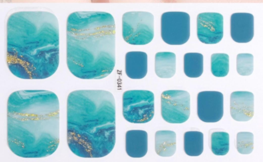 Ocean's Whisper Toe Nail Polish Strips: Non-Toxic Nail Wraps