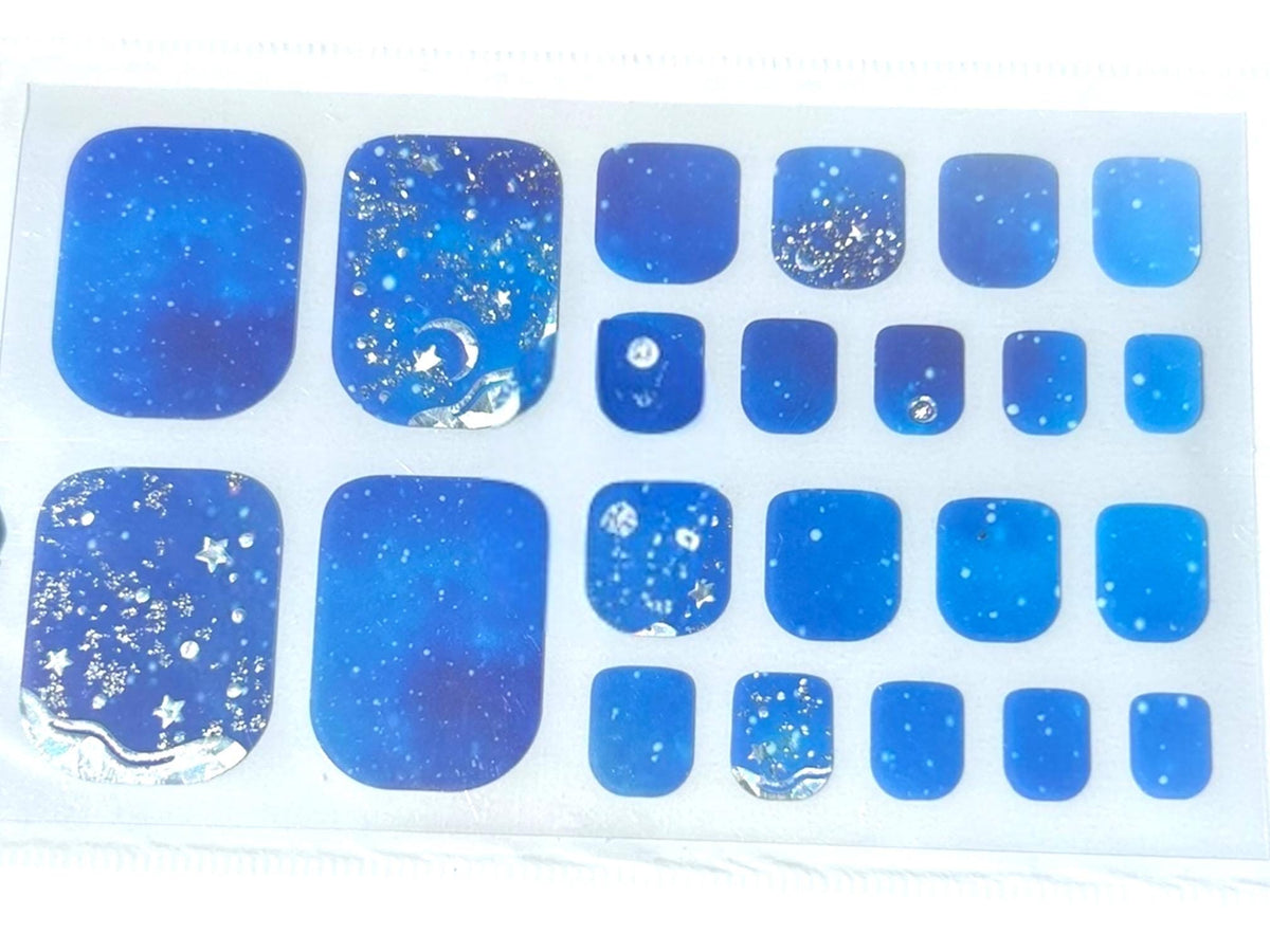 Sapphire Skies Glitter Toe Nail Polish Strips: Non-Toxic Nail Art