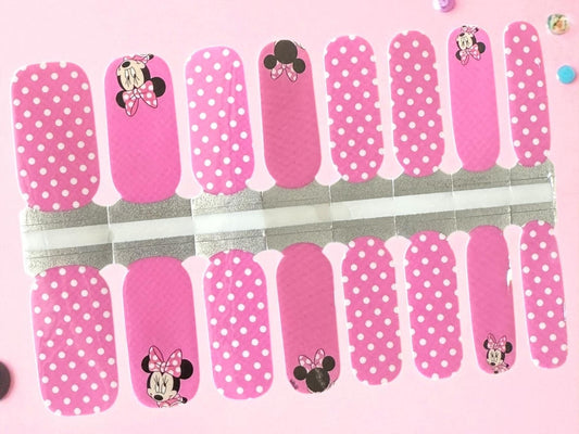KIDS Nail Wraps-Pink Polka Dot Mouse