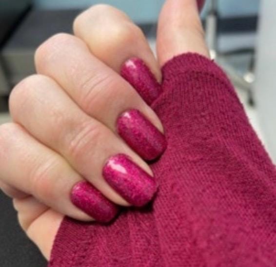 Dark Pink Sparkle Nail Polish Strips: Non-Toxic Nail Wraps
