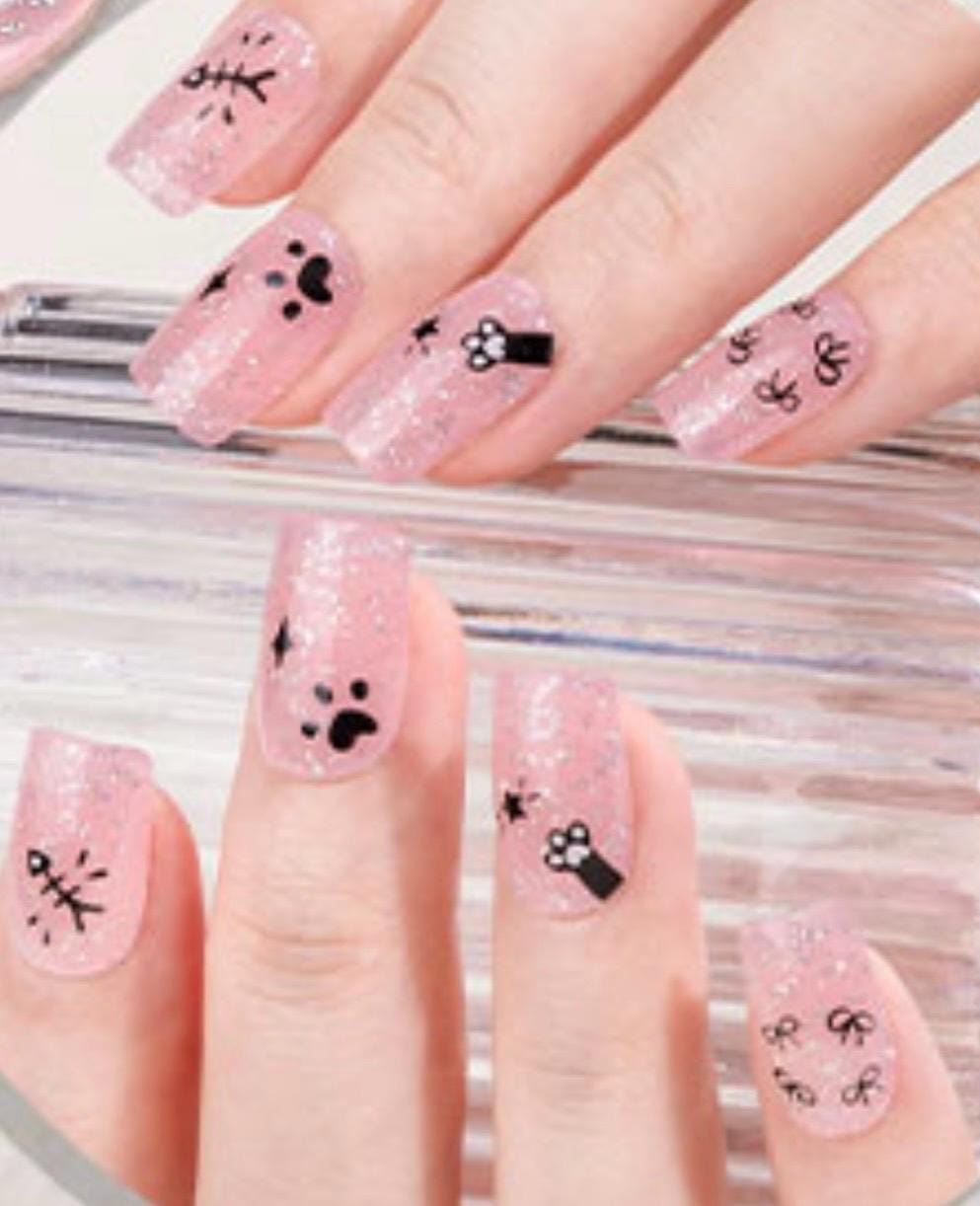 Feline Fancy Glitter Gel Nail Polish Strips: No UV Light Needed- Non-Toxic