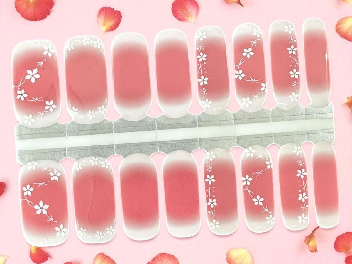 Blossom Whisper Ombre Nail Wraps, 100% Nail Polish Stickers, Non-Toxic Nail Strips