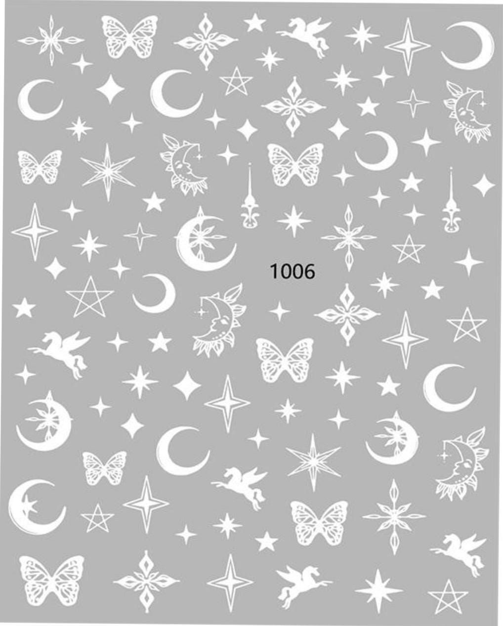 Moon, Stars & Butterfly Magic - 3-D Nail decals- easy to apply nail stickers