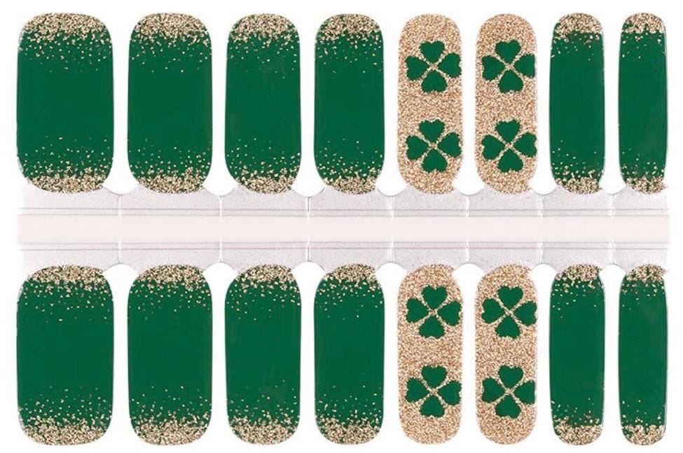 St. Patrick's Day Shamrock Glitz Nail Polish Strips: Non-Toxic Nail Wraps