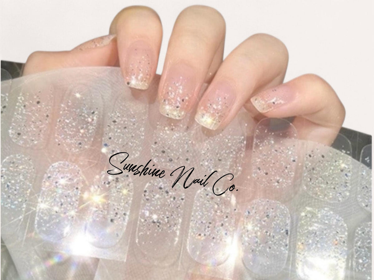 Transparent Sparkle Gel Nail Polish Strips: Non-Toxic Gel nail strips