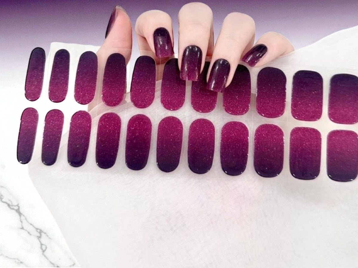 Garnet Glow Ombre Gel Nail Polish Strips: No UV Light Needed